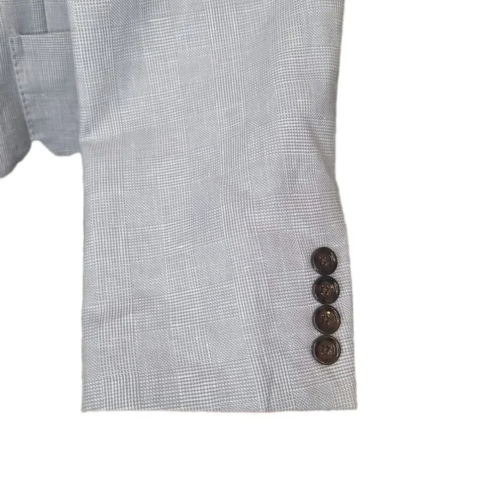 J Crew Thompson Linen Cotton Gray Unstructured Two Button Blazer Suit Jacket 40